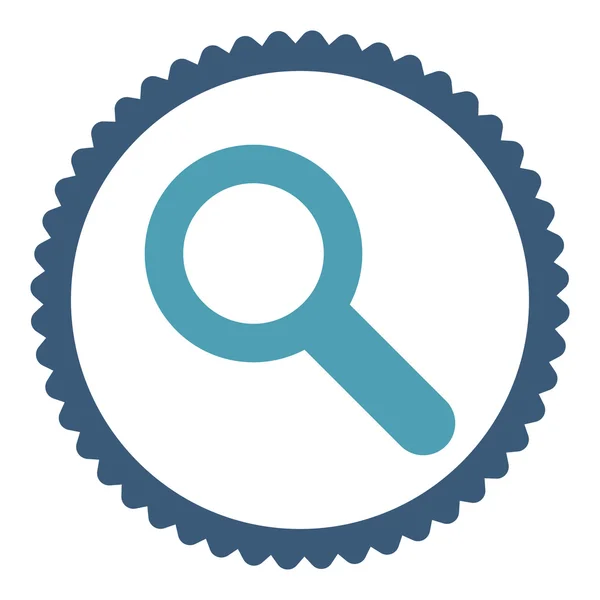 Search flat cyan and blue colors round stamp icon — Stock Photo, Image