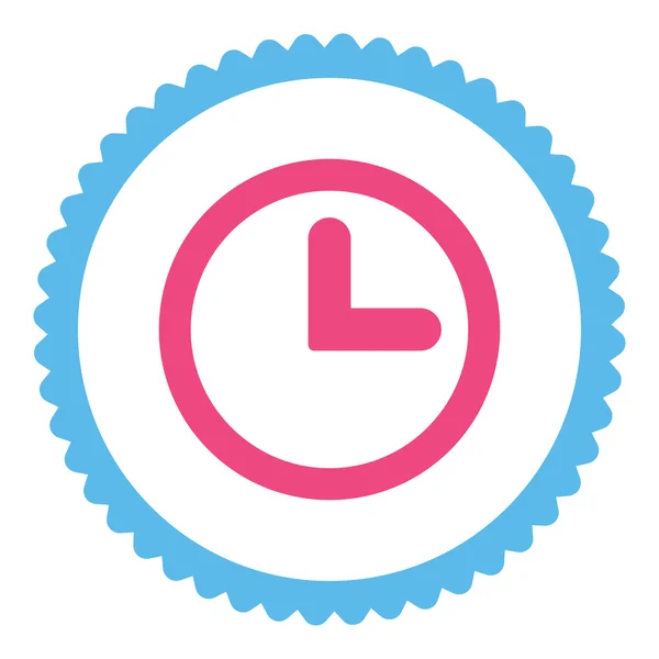 时钟扁平粉红色和蓝色圆形邮票图标 — 图库照片