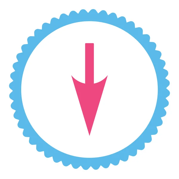 Sharp Down Arrow flat pink and blue colors round stamp icon — Stock Photo, Image