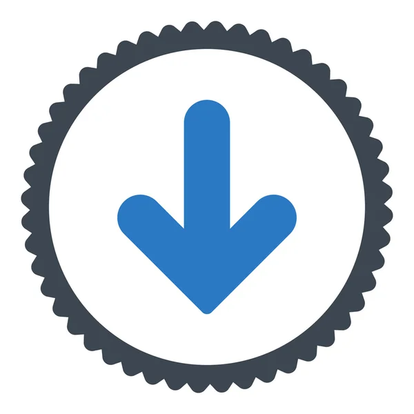 Pijl naar beneden plat glad blauwe kleuren ronde stempel pictogram — Stockfoto
