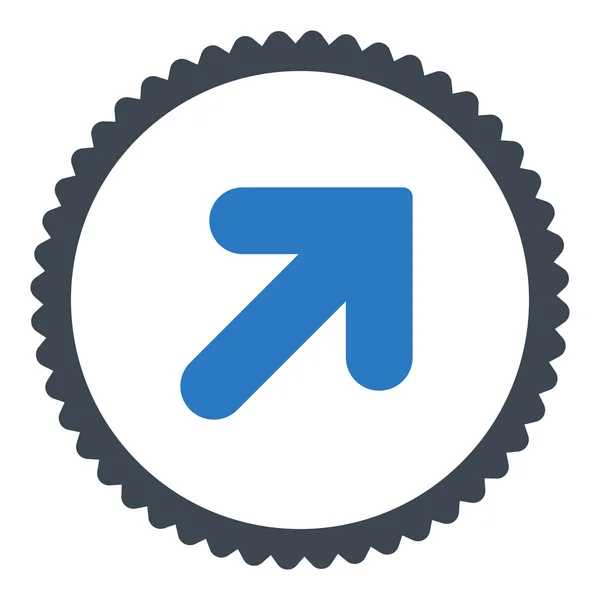 Šipka nahoru doprava hladkých modré barvy kulaté razítko ikonu — Stock fotografie
