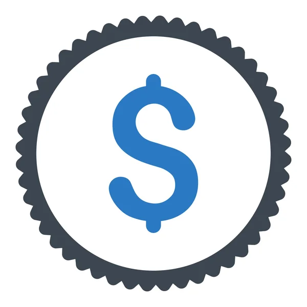 Dólar plana lisa azul colores redondo sello icono — Foto de Stock
