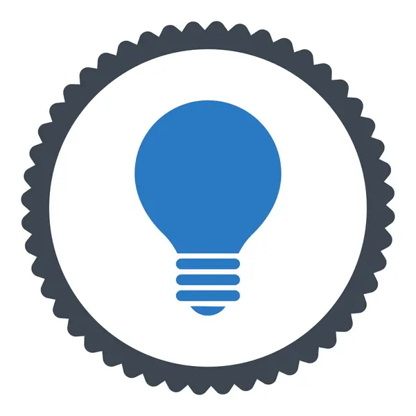 Ampoule électrique plat couleurs bleues lisses icône timbre rond — Photo