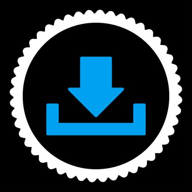 Download düz mavi ve beyaz renkler damga simgesi yuvarlak