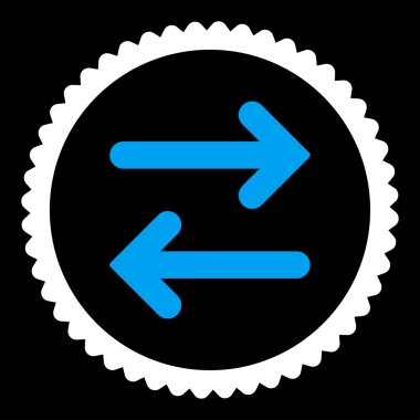 Flip yatay düz mavi ve beyaz renkler damga simgesi yuvarlak