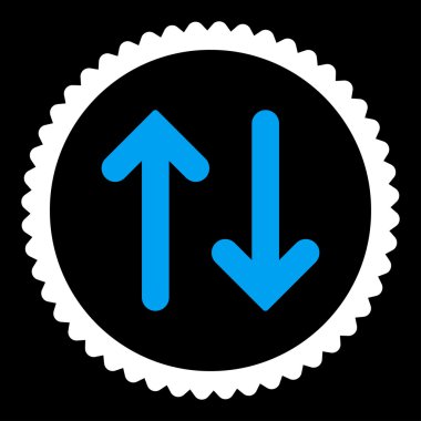 Flip düz mavi ve beyaz renkler damga simgesi yuvarlak