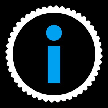 Info düz mavi ve beyaz renkler damga simgesi yuvarlak