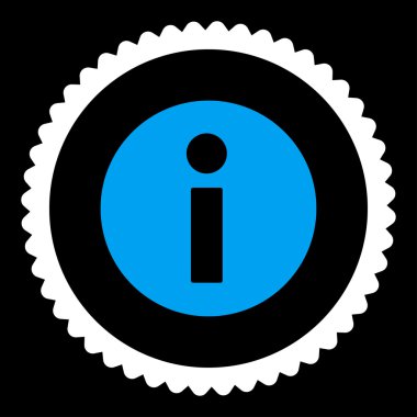 Bilgi düz mavi ve beyaz renkler damga simgesi yuvarlak