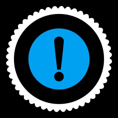 Sorun düz mavi ve beyaz renkler damga simgesi yuvarlak