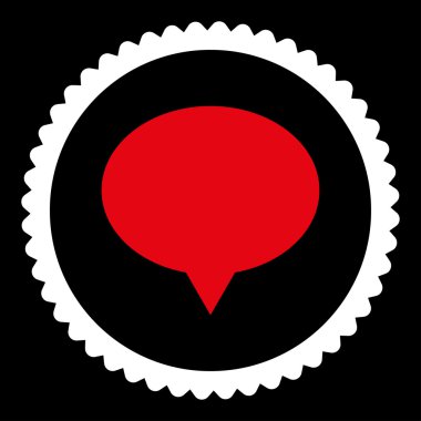 Afiş düz kırmızı ve beyaz renkler damga simgesi yuvarlak