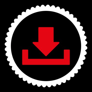 Download düz kırmızı ve beyaz renkler damga simgesi yuvarlak