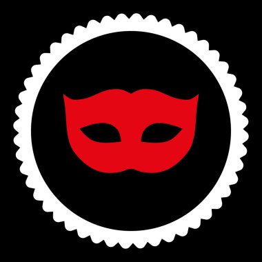 Gizlilik maskesi düz kırmızı ve beyaz renkler damga simgesi yuvarlak