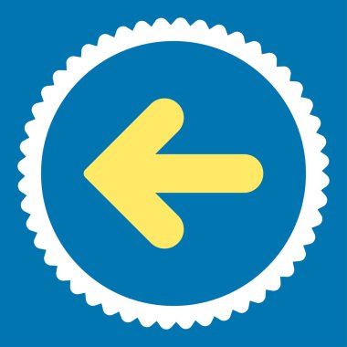 Ok sol düz sarı ve beyaz renkler damga simgesi yuvarlak