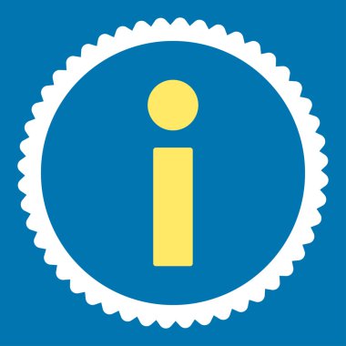 Info düz sarı ve beyaz renkler damga simgesi yuvarlak