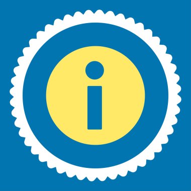 Bilgi düz sarı ve beyaz renkler damga simgesi yuvarlak