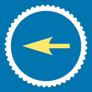 Keskin sol ok düz sarı ve beyaz renkler damga simgesi yuvarlak