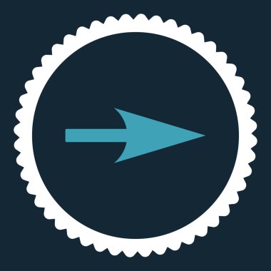 Ok ekseni X düz mavi ve beyaz renkler damga simgesi yuvarlak