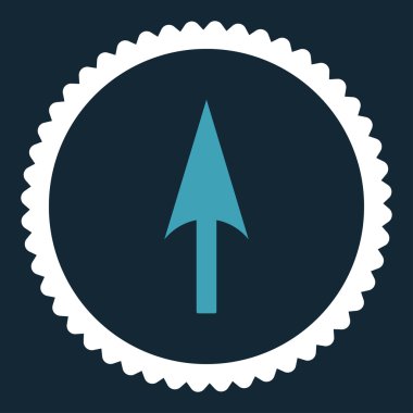 Ok eksen Y düz mavi ve beyaz renkler damga simgesi yuvarlak