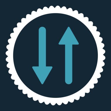 Oklar Exchange dikey düz mavi ve beyaz renkler damga simgesi yuvarlak