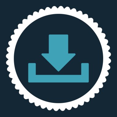 Download düz mavi ve beyaz renkler damga simgesi yuvarlak