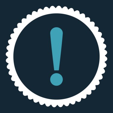 Ünlem işareti mavi ve beyaz renkler damga simgesi yuvarlak düz