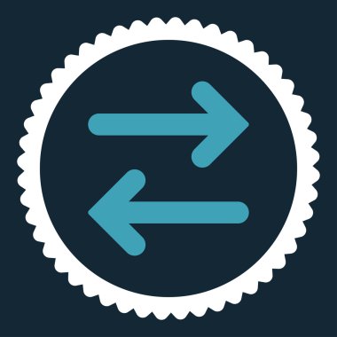 Flip yatay düz mavi ve beyaz renkler damga simgesi yuvarlak