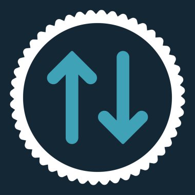 Flip düz mavi ve beyaz renkler damga simgesi yuvarlak