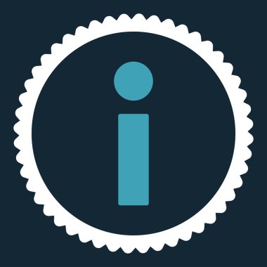 Info düz mavi ve beyaz renkler damga simgesi yuvarlak