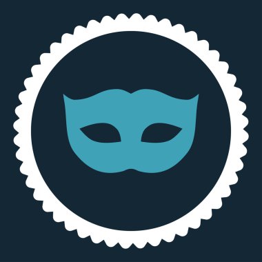 Gizlilik maskesi düz mavi ve beyaz renkler damga simgesi yuvarlak