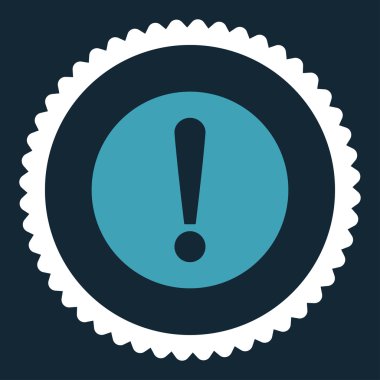 Sorun düz mavi ve beyaz renkler damga simgesi yuvarlak