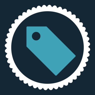 Yuvarlak damga simge etiketi düz mavi ve beyaz renkler