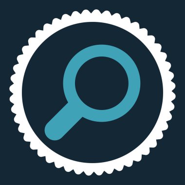 Yuvarlak damga simge görünümü düz mavi ve beyaz renkler