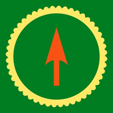 Yuvarlak damga simgesi ok eksen Y düz turuncu ve sarı renkler