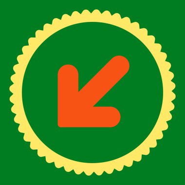 Yuvarlak damga simgesi ok aşağı sol düz turuncu ve sarı renkler