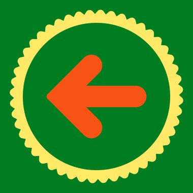 Yuvarlak damga simgesi ok sol düz turuncu ve sarı renkler