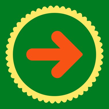 Yuvarlak damga simgesi ok sağ düz turuncu ve sarı renkler