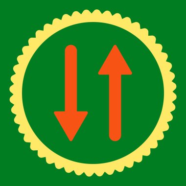 Yuvarlak damga simgesi okları Exchange dikey düz turuncu ve sarı renkler