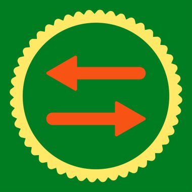 Yuvarlak damga simgesi okları Exchange düz turuncu ve sarı renkler