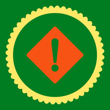 Yuvarlak damga simgesi hata düz turuncu ve sarı renkler