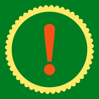 Ünlem işareti turuncu ve sarı renkler damga simgesi yuvarlak düz