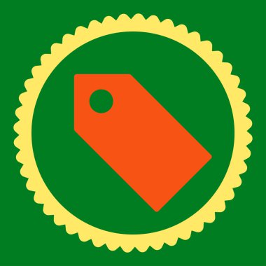 Yuvarlak damga simge etiketi düz turuncu ve sarı renkler