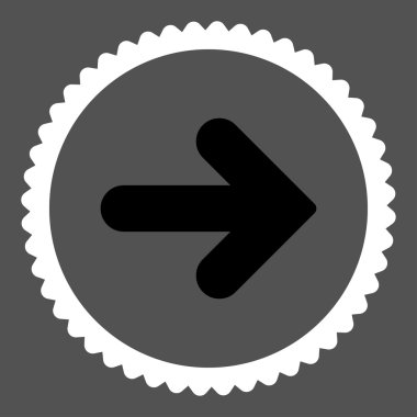 Ok sağ düz siyah ve beyaz renkler damga simgesi yuvarlak