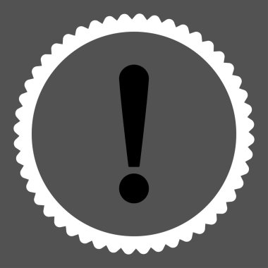 Ünlem işareti düz siyah ve beyaz renkler damga simgesi yuvarlak