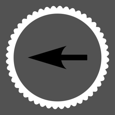 Keskin sol ok düz siyah ve beyaz renkler damga simgesi yuvarlak