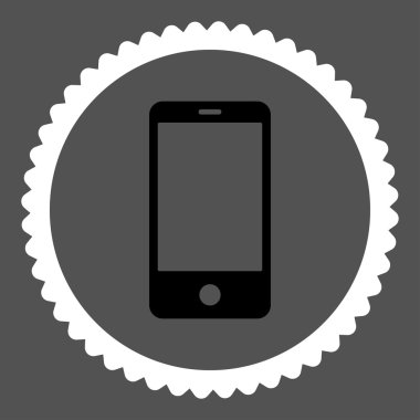 Smartphone düz siyah ve beyaz renkler damga simgesi yuvarlak