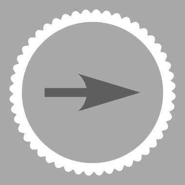 Ok ekseni X düz koyu gri ve beyaz renkler damga simgesi yuvarlak