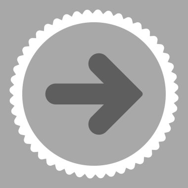 Ok sağ düz koyu gri ve beyaz renkler damga simgesi yuvarlak