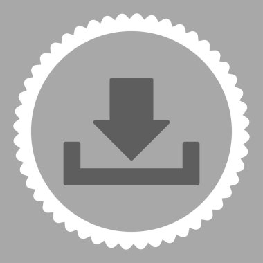 Düz koyu gri ve beyaz renkler damga simgesi yuvarlak indir