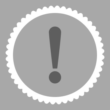 Ünlem işareti düz koyu gri ve beyaz renkler damga simgesi yuvarlak