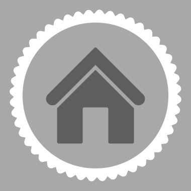 Home flat dark gray and white colors round stamp icon clipart